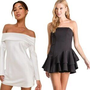 Lulu's Black Strapless Ruffled Mini Dress size XL